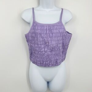 Vintage Y2K Purple Scrunched Cropped Tank Top Size Medium Early 2000s Fairy